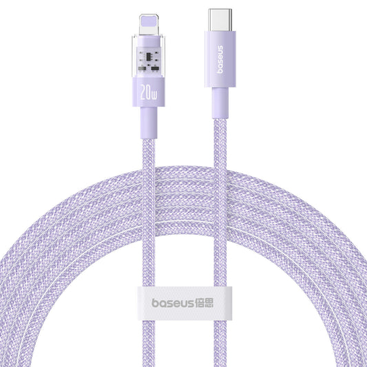 BASEUS Gem Fast Charging Cable 1m PD 20W Type-C to iP Braided Phone Data Cord - Purple