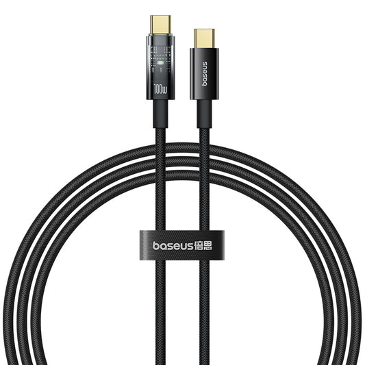 BASEUS Explorer Type-C to Type-C Nylon Braided Wire PD 100W Fast Charging Cable, 2m - Black