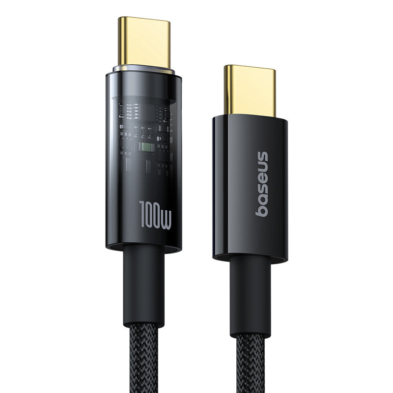 BASEUS Explorer Type-C to Type-C Nylon Braided Wire PD 100W Fast Charging Cable, 2m - Black
