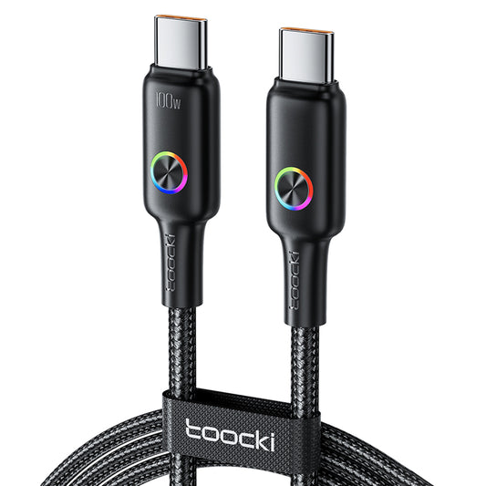 TOOCKI TQ-X45C2 1.8m Data Cable 100W Type-C Fast Charging Wire with Colorful Indicator