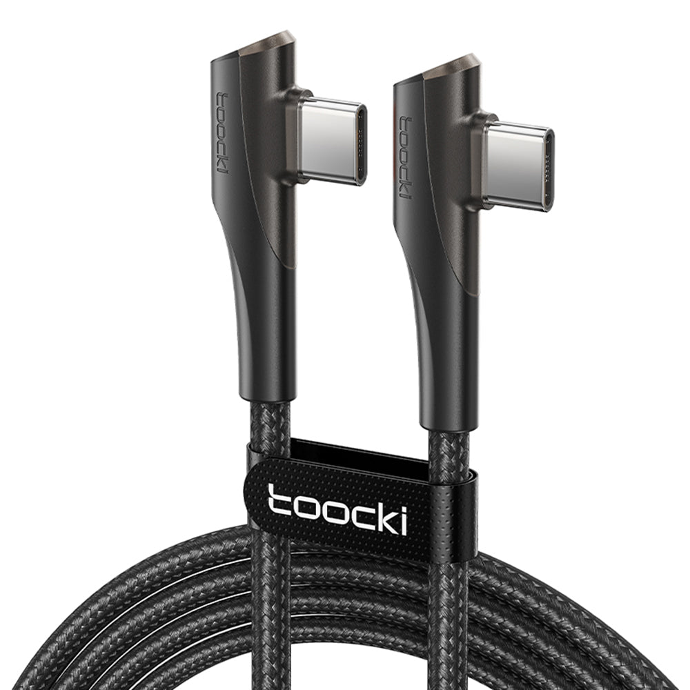 TOOCKI TQ-X15C3 1m USB-C to USB-C Double Elbow Cable 60W Right Angled Braided Data Cord