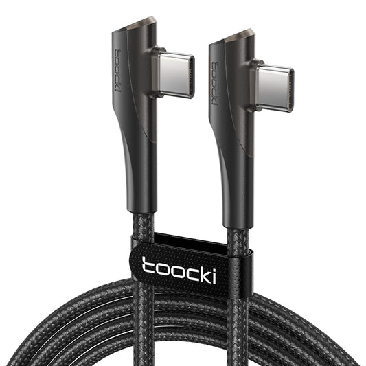 TOOCKI TQ-X15C3 1m USB-C to USB-C Double Elbow Cable 60W Right Angled Braided Data Cord