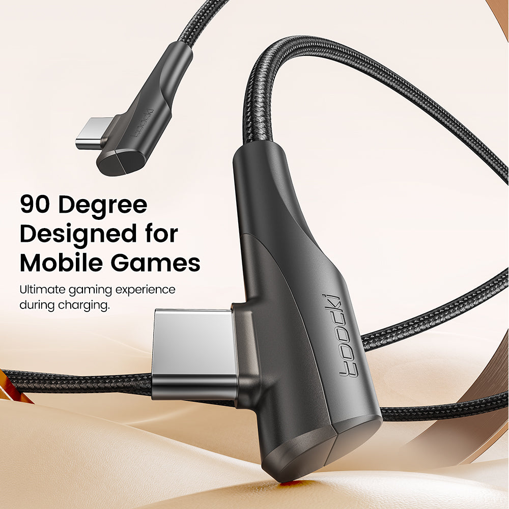 TOOCKI TQ-X15C2 1m Angled Design USB-C to USB-C Cable 100W Fast Charging Data Cord