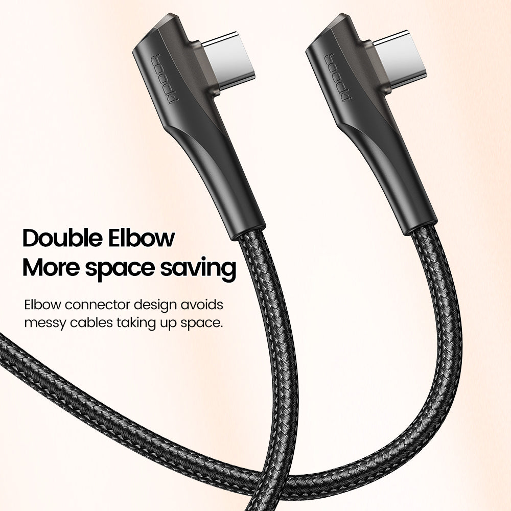 TOOCKI TQ-X15C2 1m Angled Design USB-C to USB-C Cable 100W Fast Charging Data Cord
