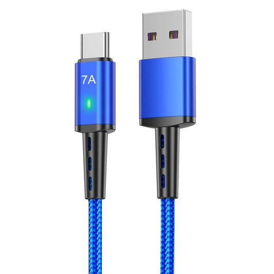 USLION US0188 USB-A to USB-C Charging Cable 1m Braided Data Cord - Blue