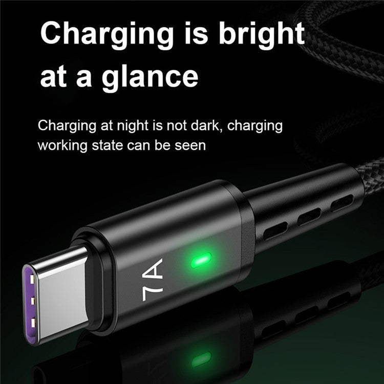 USLION US0188 USB-A to USB-C Charging Cable 1m Braided Data Cord - Purple