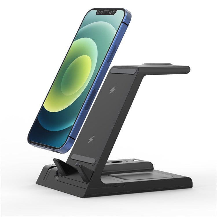 D2 6 in 1 Wireless Charger Dock Station with Type-C Port [Support Wireless and Wired Output] - Black