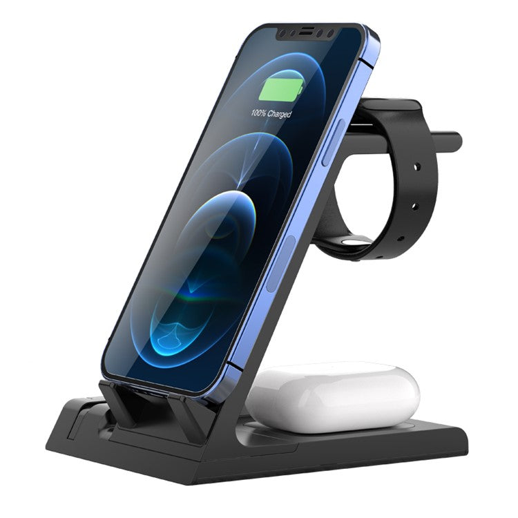 D2 6 in 1 Wireless Charger Dock Station with Type-C Port [Support Wireless and Wired Output] - Black