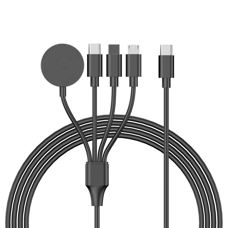 122cm for Apple Watch / Phone Type-C Plug 4-in-1 Charging Cable Watch Wireless Charging Dock, with Decoding Chip - Black