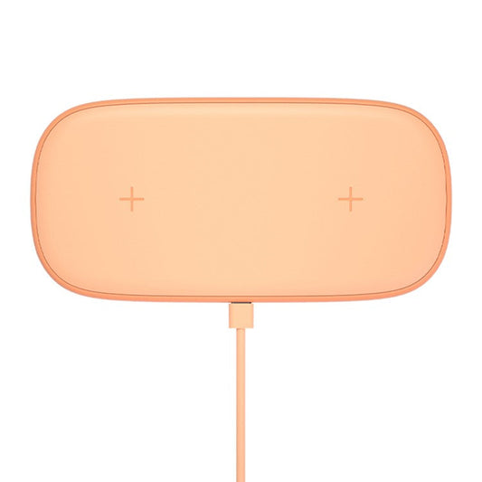 YN-102 Wireless Charger Dual Charging Pad for iPhone AirPods Samsung - Orange