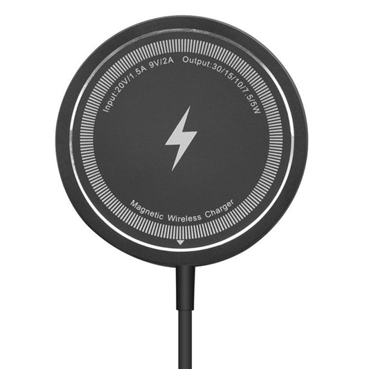 W104 Round Magnetic Wireless Charger 15W Phone Wireless Charging Pad with Type-C Cable - Black