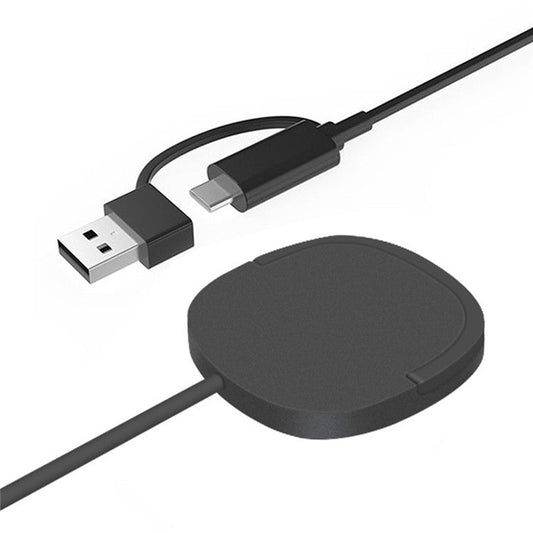 W-91 15W Magnetic Wireless Charger with USB+Type-C 2-in-1 Connector Cable and Foldable Stand