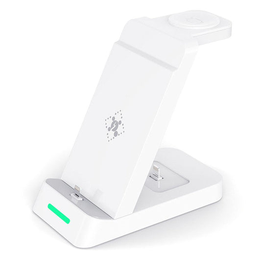 B20 For Apple Watch Wireless Charger Phone Earphone Desktop Charging Stand - White