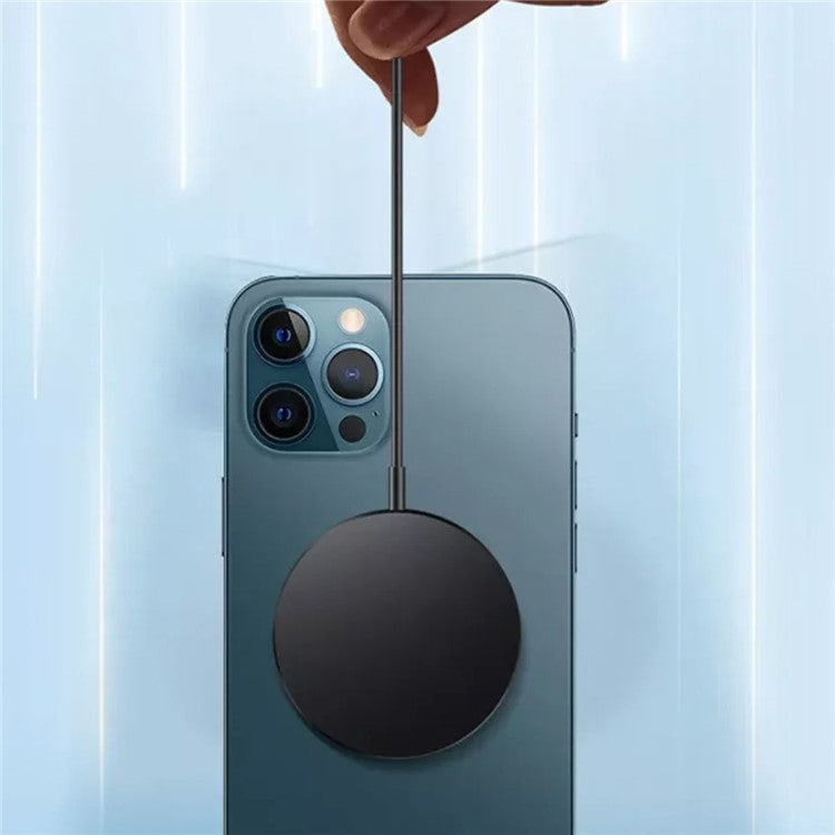 C12 Type-C Cable Round Magnetic Wireless Charger Phone Charging Pad - Black