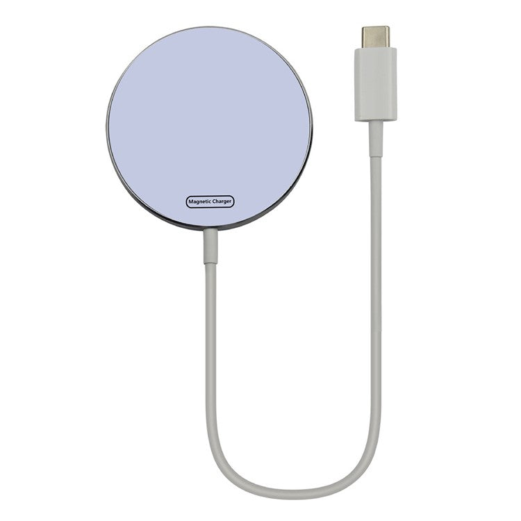 C12 Type-C Cable Round Magnetic Wireless Charger Phone Charging Pad - White