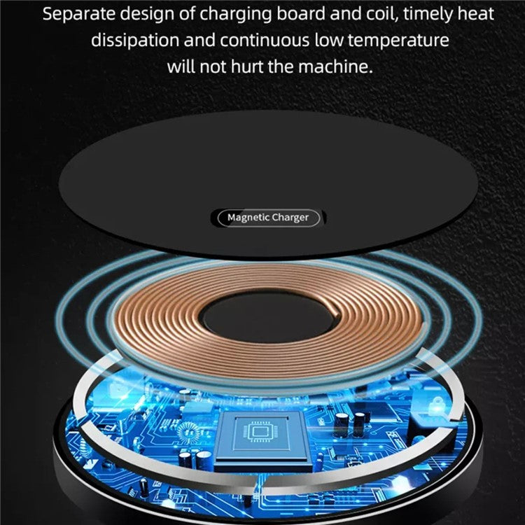 C12 Type-C Cable Round Magnetic Wireless Charger Phone Charging Pad - White