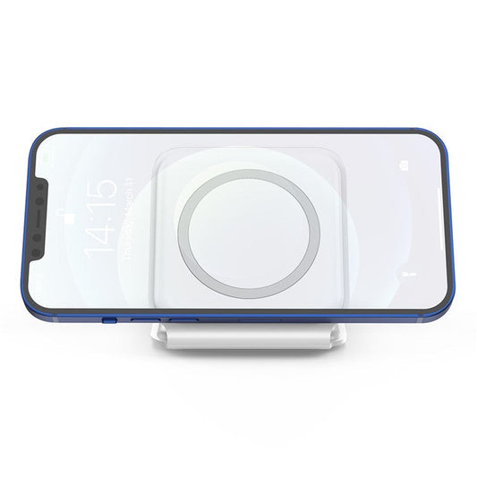 WC-07W 3 in 1 Magnetic Wireless Charger Foldable Charging Dock with Indicator Light - White