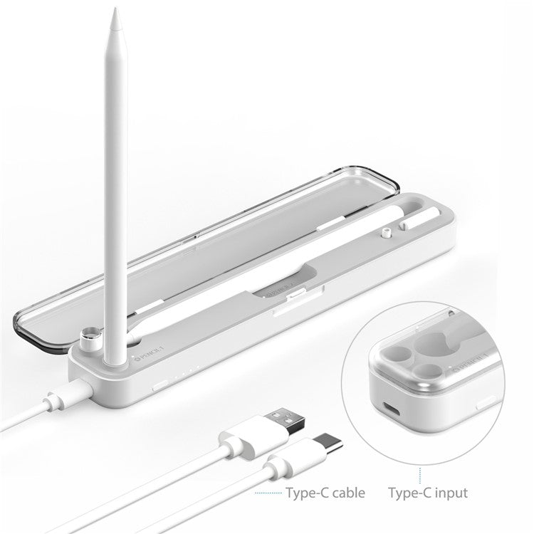 P2 2-In-1 Wireless Charging Box Carrying Case for Apple Pencil 2nd / 1st Generation, Storage Box Pen Holder with Lid