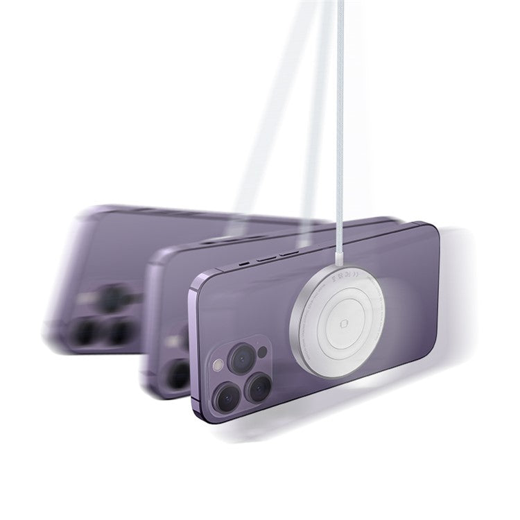 WA23 Magnetic Wireless Charger with Type-C / USB 2.0 Input 18W Fast Charging Desktop Charging Dock for Apple Watch / Mobile Phone / Earbuds - White