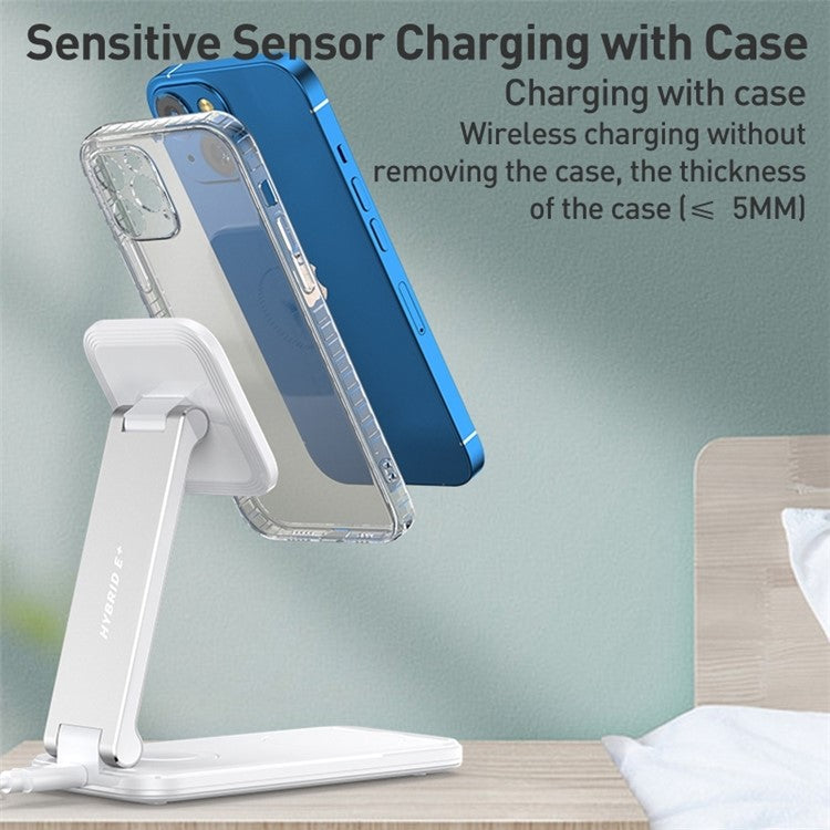 S16 15W 3-in-1 Folding Fast Wireless Charger Cell Phone Charging Stand for Headset, Watch