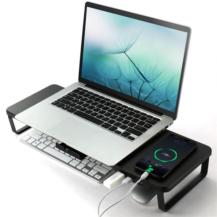 SLU Multi-Function Monitor Riser Stand with USB Port, Laptop Desktop Holder - White