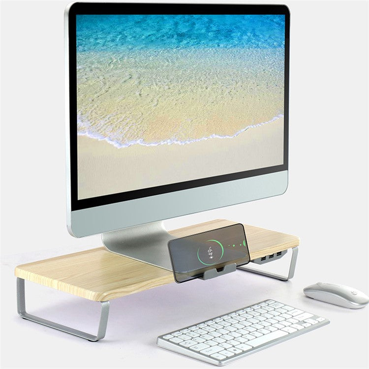 SLU Multi-Function Monitor Riser Stand with USB Port, Laptop Desktop Holder - White
