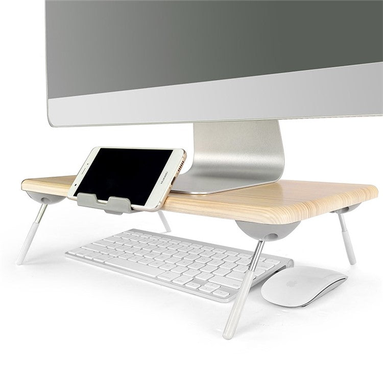 TT4M MDF+PVC Computer Monitor Riser Adjustable Desktop Stand Laptop Base - Light Wood Grain