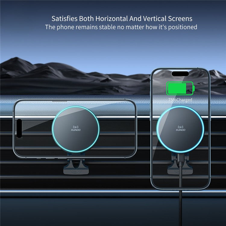 XUNDD XDCH-081 15W Magnetic Car Wireless Charging Phone Charger with Ambient Light