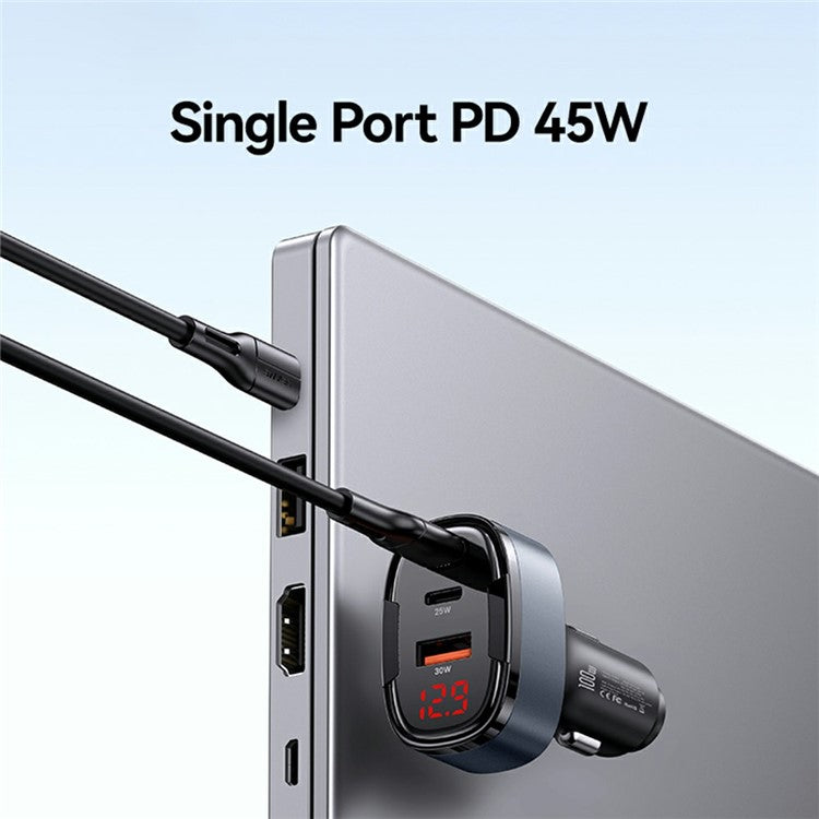 USAMS CC257 C42 100W Type-C + USB + iP Three Ports Aluminum Alloy Fast Car Charger