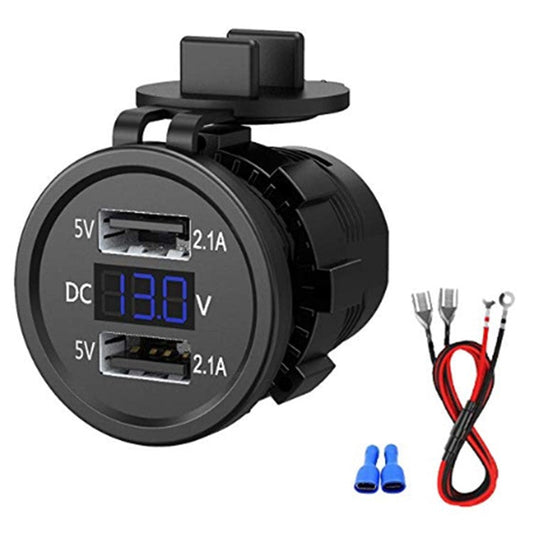 2.1A Dual USB Car Charger Socket with Digital Voltage Display for iPhone iPad Camera