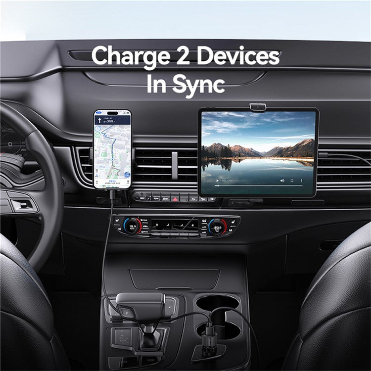 USAMS CC283 Car Charger 60W Dual Port USB-A + Type-C Fast Charging Cigarette Lighter Adapter