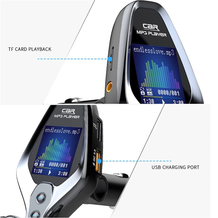 BT26 Voltage Detection Dual USB Ports Car Bluetooth MP3 Music Player FM Transmitter AUX TF QC3.0 Phone Fast Charging Adapter