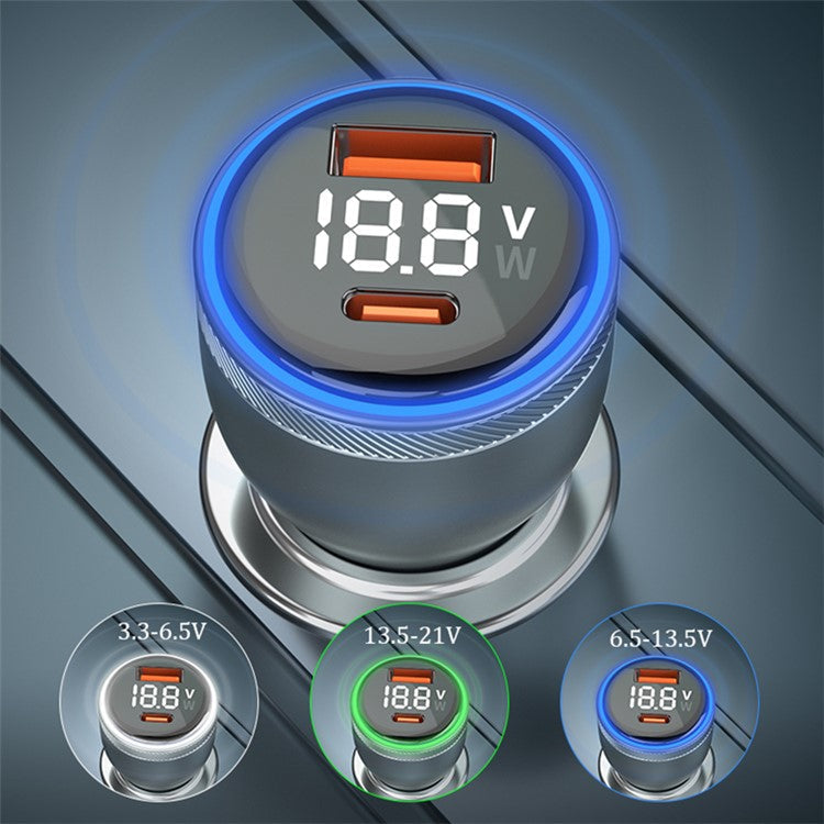 GC-27 100W QC3.0 USB + Type-C PD Phone Fast Charging Car Charger Digital Display Power Adapter (CE Certificated)