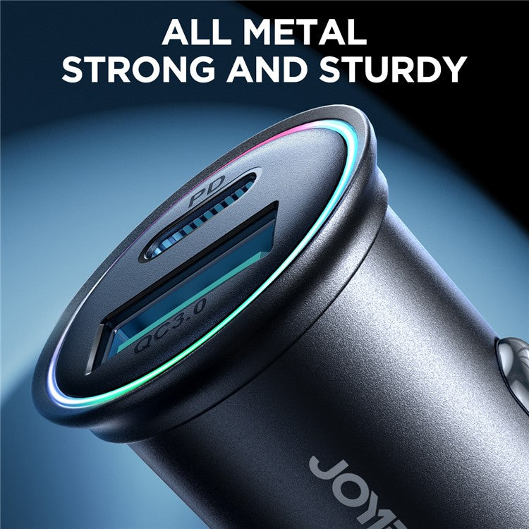 JOYROOM JR-CCN04 60W Fast Charging Mini Metal Car Charger Dual-Port USB-A+Type-C Cigarette Lighter Charger