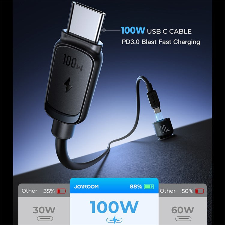 JOYROOM JR-CCN07 120W Super Fast Charging 3-Port Car Charger 2 Type-C + USB Car Charger Set with Type-C to Type-C Data Cable