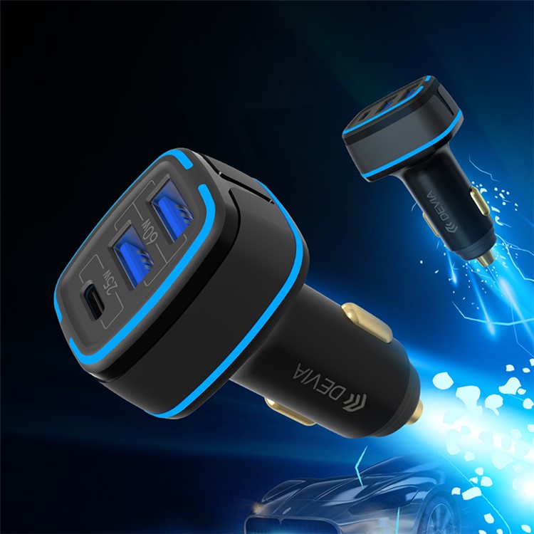 DEVIA Extreme Speed Series EA191 Cigarette Lighter Fast Charger Dual USB+Type-C 85W Car Phone Charger