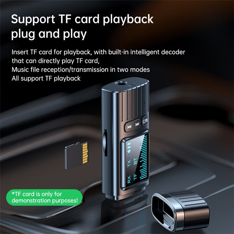 GT72 USB Wireless Audio Adapter LED Digital Display Bluetooth 5.4 Audio Receiver Transmitter