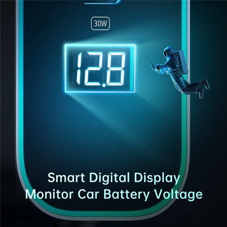 MCDODO CC-1900 107W Digital Display USB-A*4+Type-C*1 5-Port Car Charger with 1.5m Cable, Dark Grey