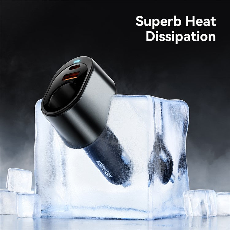 ESSAGER 120W USB+Type-C Car Charger Adapter with Cigarette Lighter Socket