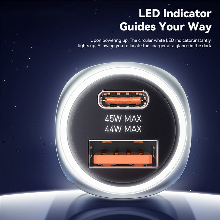 ESSAGER 89W Super Flash Charge USB+Type-C Car Charger Aluminum Alloy Adapter - Grey