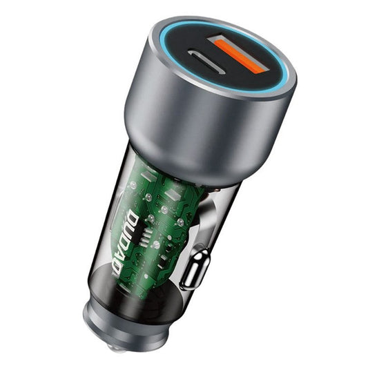 DUDAO R4T 49W Transparent Car Charger QC3.0 USB+Type-C PD Fast Charging Power Adapter