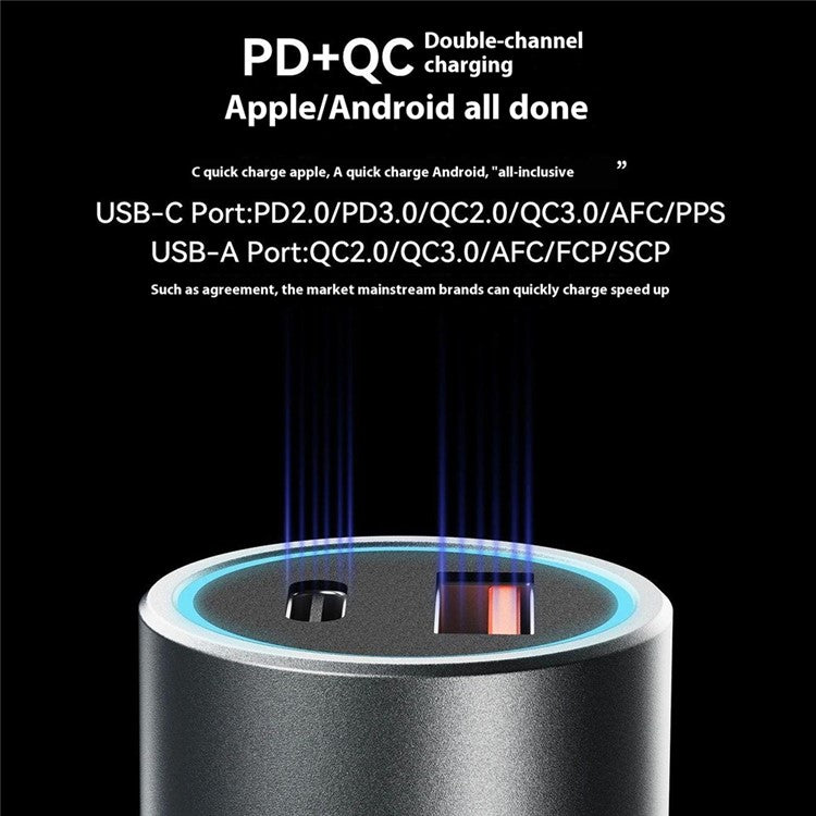DUDAO R4T 49W Transparent Car Charger QC3.0 USB+Type-C PD Fast Charging Power Adapter
