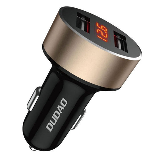 DUDAO R1s Dual USB 3.4A Phone Fast Charging Adapter Voltage Digital Display Car Charger