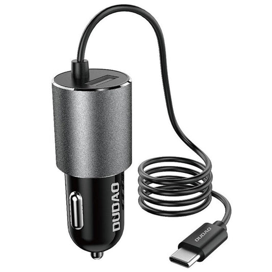 DUDAO R5Pro 3.4A USB Phone Charging Adapter Car Charger with Built-In Cable - Type-C Cable