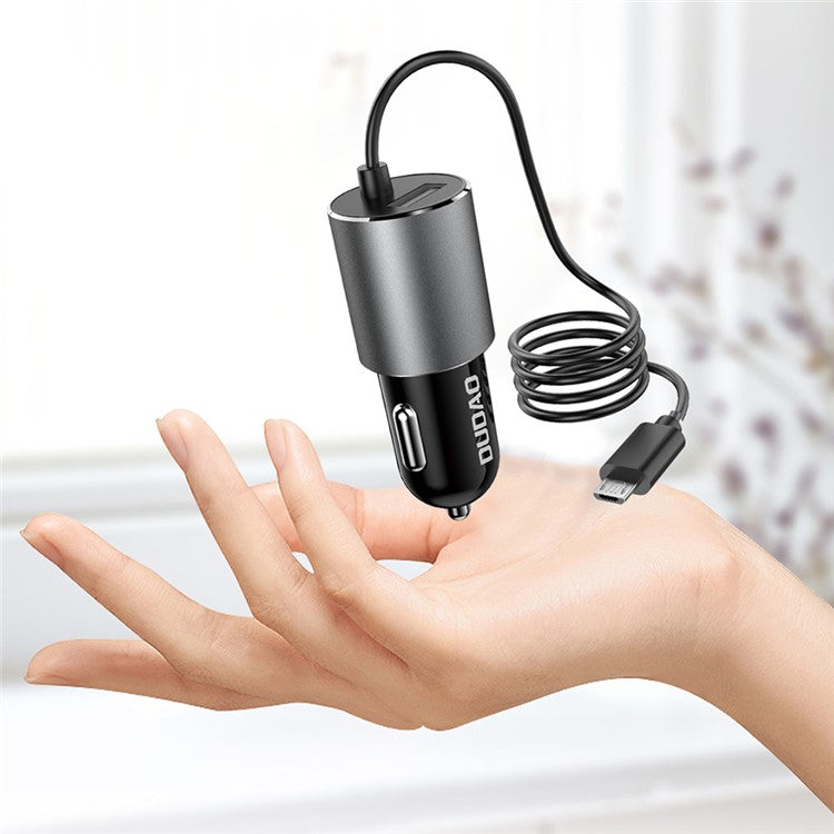 DUDAO R5Pro 3.4A USB Phone Charging Adapter Car Charger with Built-In Cable - Type-C Cable