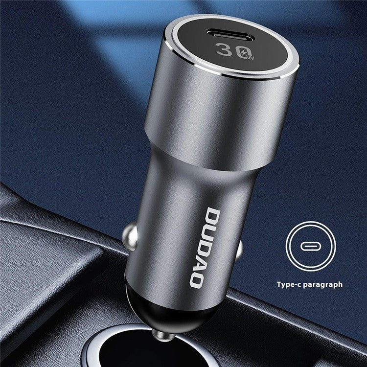DUDAO R14 30W PD Fast Car Charger Type-C Single Port Cigarette Lighter Power Adapter