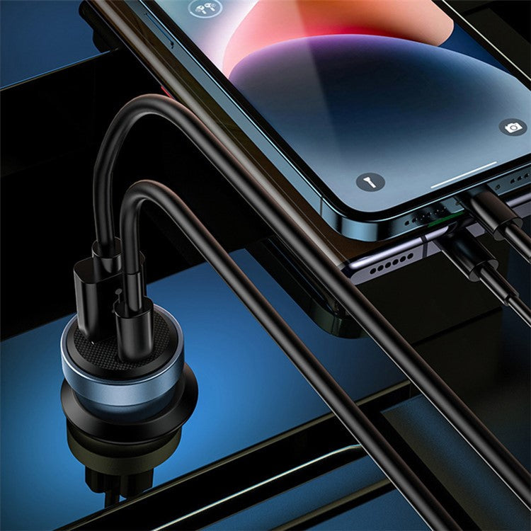 AZEADA PD-C36 COOLLE Series 30W Fast Charging Car Adapter USB-A+Type-C Car Charger Transparent Cigarette Lighter Charger