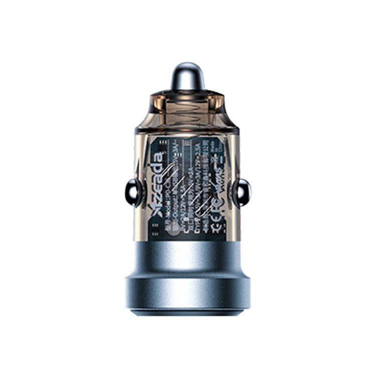 AZEADA PD-C36 COOLLE Series 30W Fast Charging Car Adapter USB-A+Type-C Car Charger Transparent Cigarette Lighter Charger