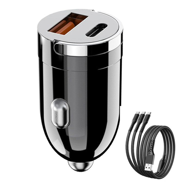 G20 12-24V 120W USB+Type-C Cellphone Fast Charging Adapter Car Charger with 100W 3-in-1 Cable