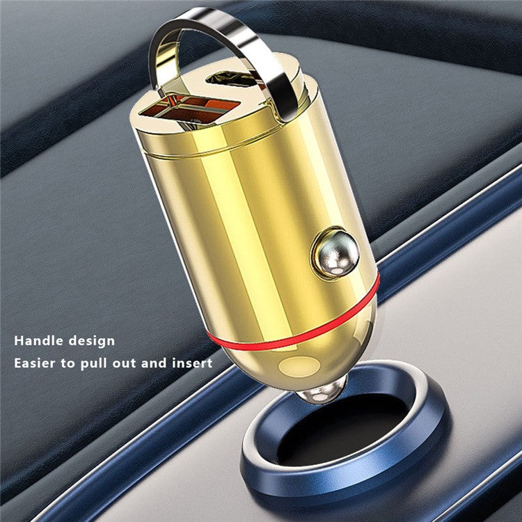 G30J 133W High Power Type-C+USB Dual Port Mini Car Charger with Type-C to 8Pin Cable